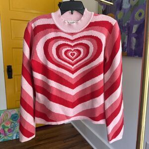 Cider Thick Soft Heart Sweater In Shades Of Pink Women’s M Cozy Y2K